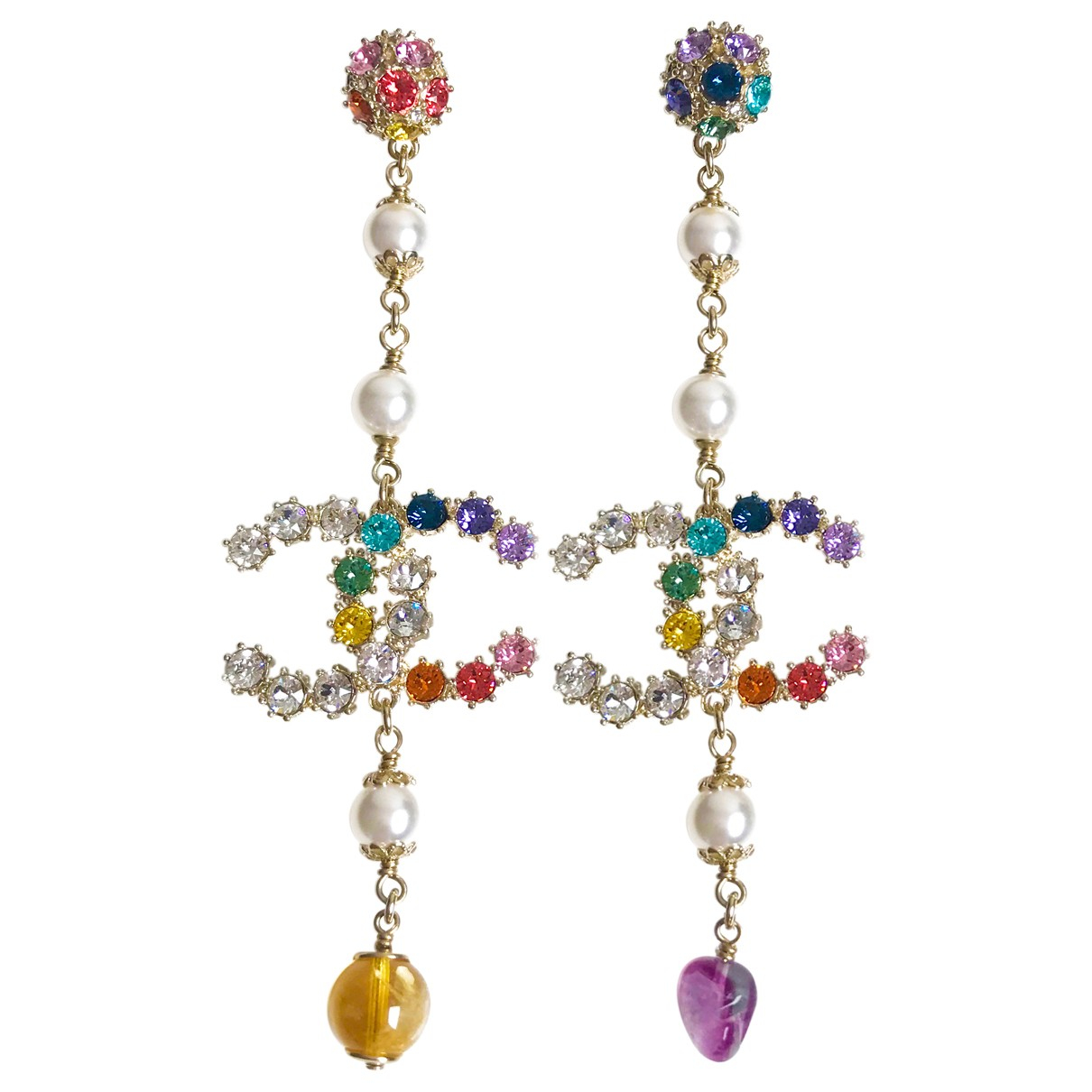 Cc crystal earrings Chanel Multicolour 